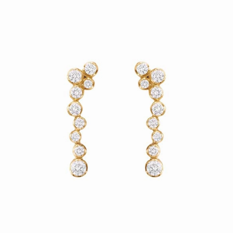 Georg Jensen Signature Diamonds 18ct Yellow Gold 0.62ct Drop Earrings Pair