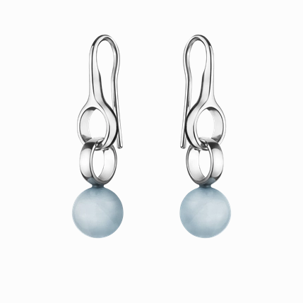 Georg Jensen Sphere Sterling Silver Aquamarine Earrings D