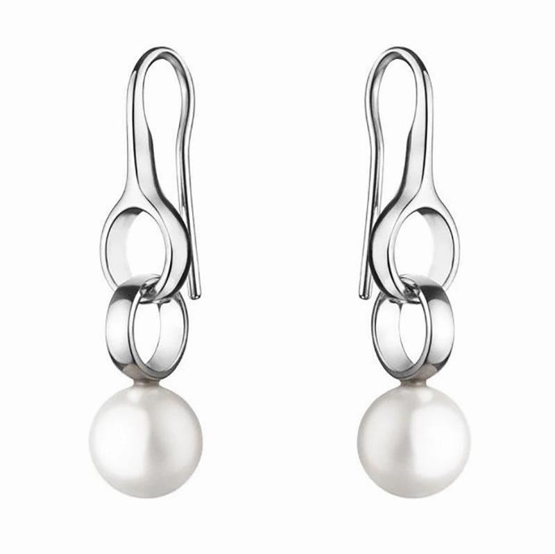 Georg Jensen Sphere Sterling Silver White Pearl Drop Earrings