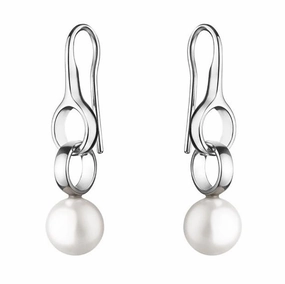 Georg Jensen Sphere Sterling Silver White Pearl Drop Earrings