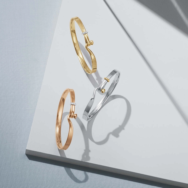 Georg Jensen Torun Sterling Silver 18ct Yellow Gold Bangle Set