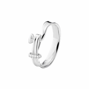 Georg Jensen Torun Sterling Silver Diamond Brilliant Cut Ring