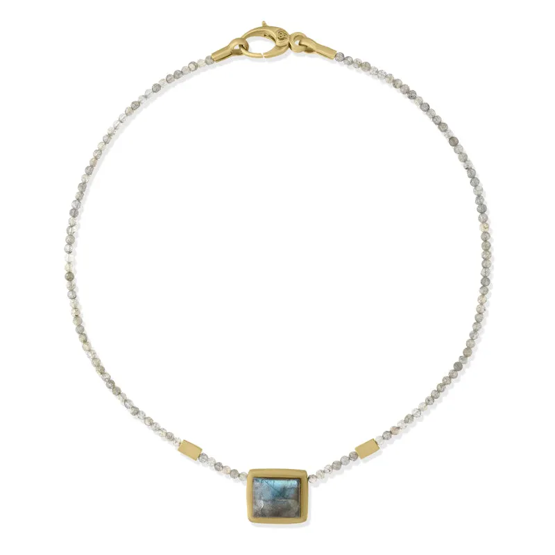 Gold Plated Sterling Silver Labradorite Unique Necklace D
