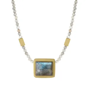Gold Plated Sterling Silver Labradorite Unique Necklace D