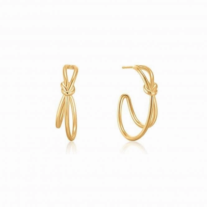 Gold Knot Stud Hoop Earrings E029-02G