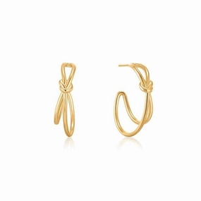 Gold Knot Stud Hoop Earrings E029-02G