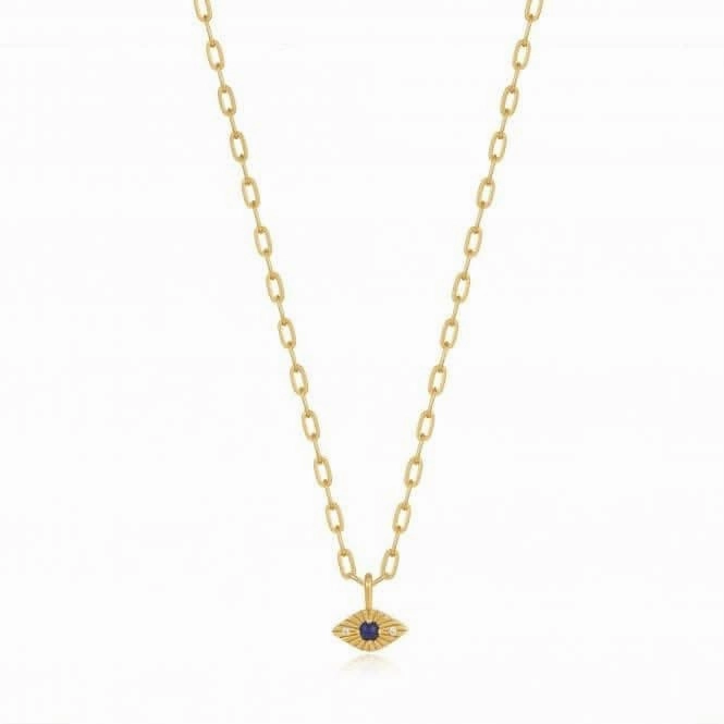 Gold Lapis Evil Eye Necklace N039-02G-L