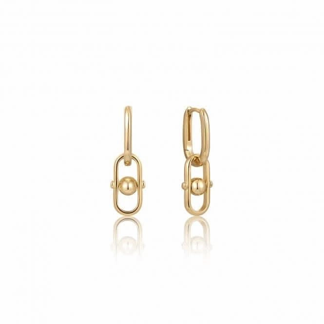 Gold Orb Link Drop Earrings E045-04G