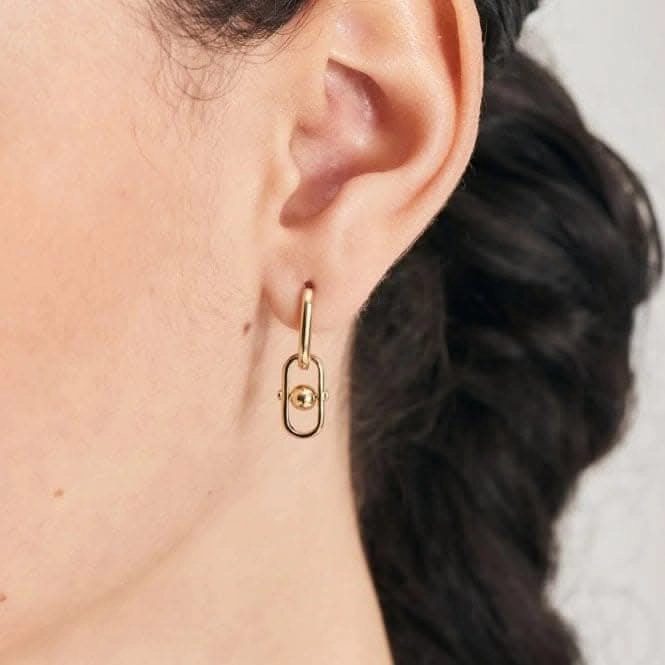 Gold Orb Link Drop Earrings E045-04G