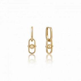 Gold Orb Link Drop Earrings E045-04G