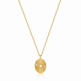 Gold Scattered Stars Kyoto Opal Disc Necklace N034-03G