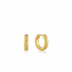 Gold Smooth Twist Huggie Hoop Earrings E038-02G