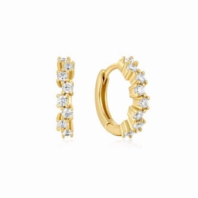 Gold Sparkle Cluster Huggie Hoop Earrings E047-09G