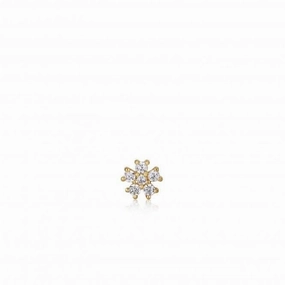 Gold Sparkle Flower Barbell Single Earring E035-10G
