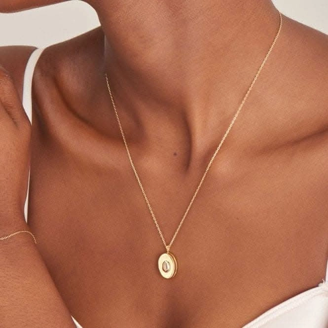 Gold Sparkle Locket Pendant Necklace N041-04G-W
