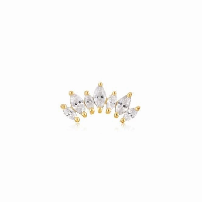 Gold Sparkle Marquise Climber Barbell Single Earring E047-08G