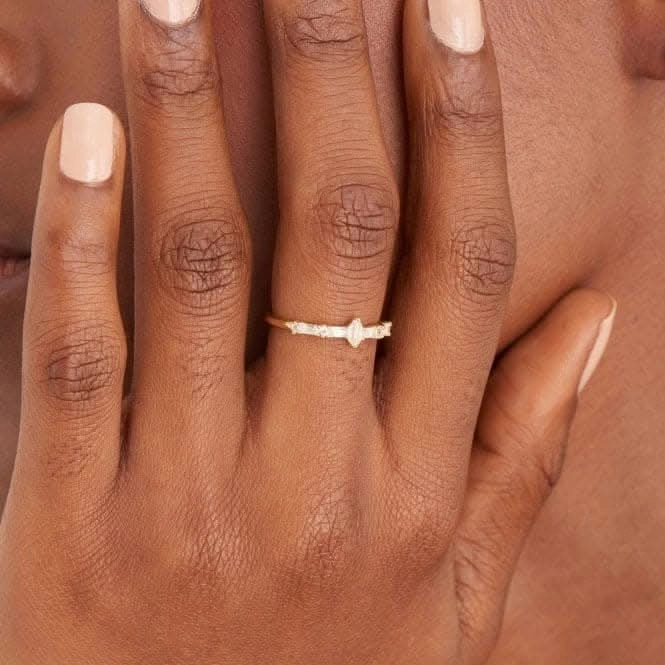 Gold Sparkle Multi Stone Band Ring R041-01G-W