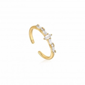 Gold Sparkle Multi Stone Band Ring R041-01G-W