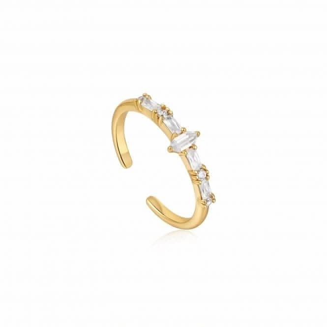 Gold Sparkle Multi Stone Band Ring R041-01G-W