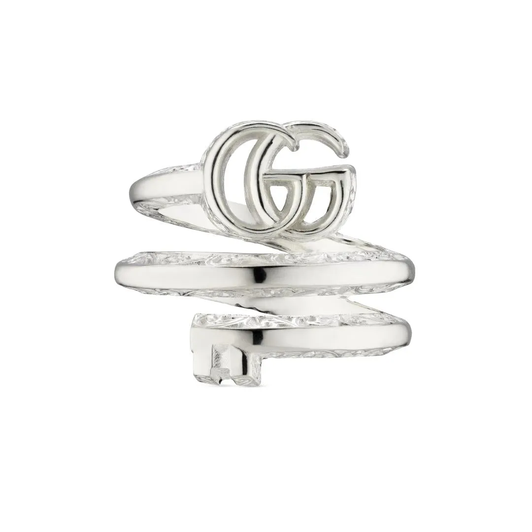 Gucci GG Marmont Sterling Silver Key Double Band Ring