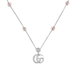 Gucci GG Marmont Sterling Silver Pink Mother of Pearl Necklace D