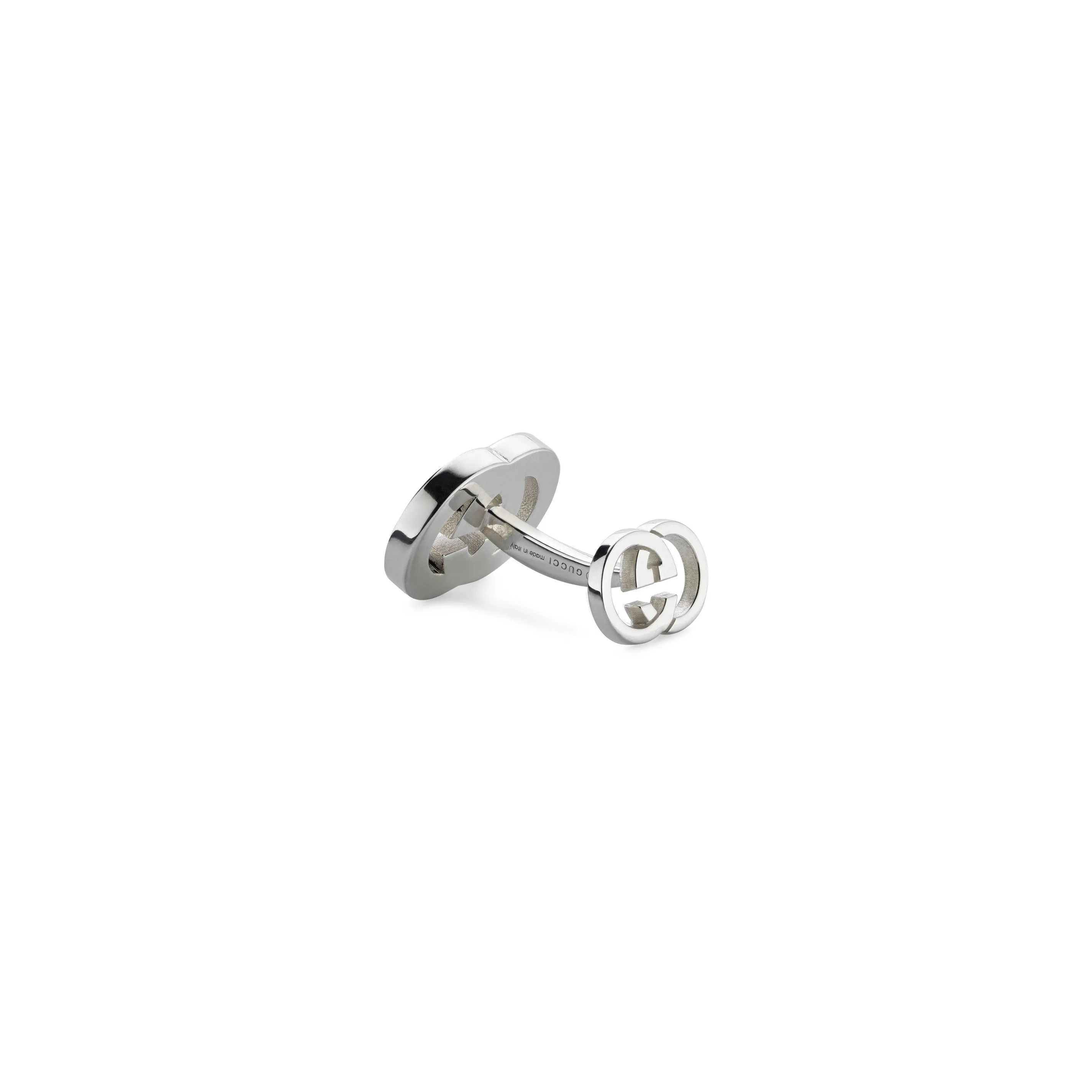 Gucci Interlocking G Black Enamel and Sterling Silver Cufflinks