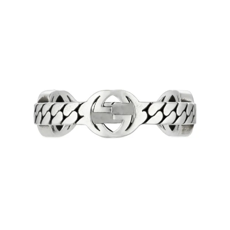 Gucci Interlocking G Sterling Silver Band Ring D