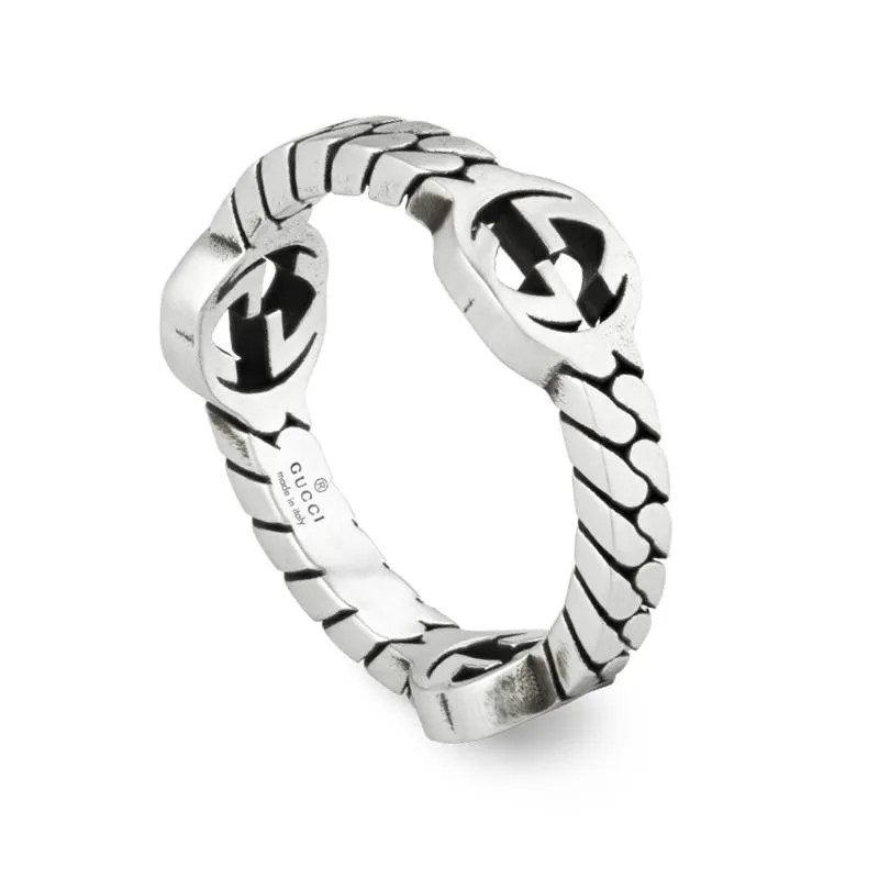 Gucci Interlocking G Sterling Silver Band Ring D