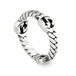 Gucci Interlocking G Sterling Silver Band Ring D