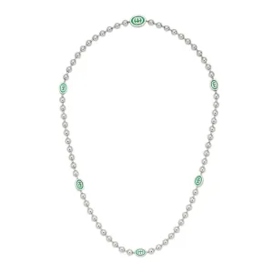 Gucci interlocking G Sterling Silver Enamel Boule Chain Necklace D