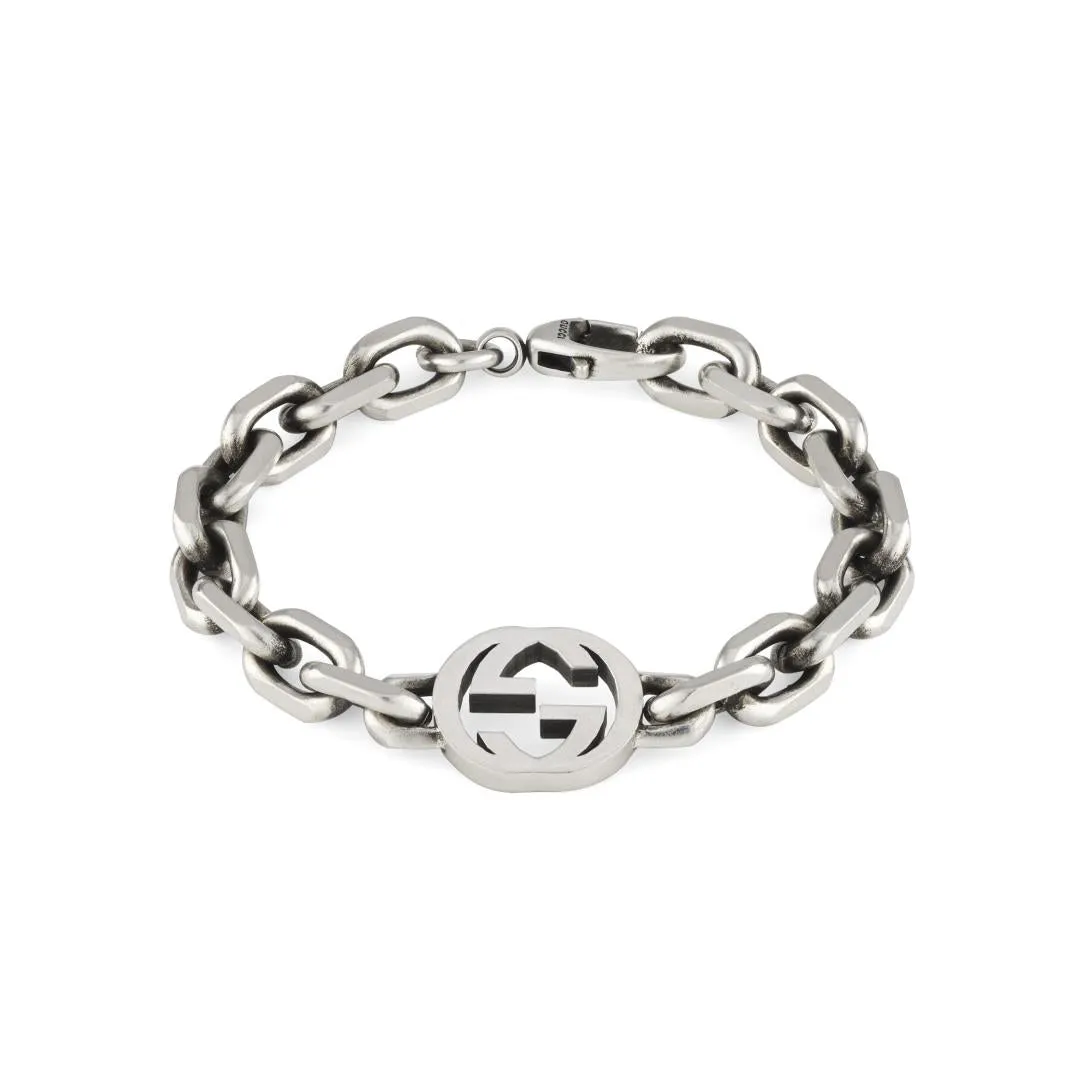 Gucci Interlocking G Sterling Silver Wide Chain Bracelet D