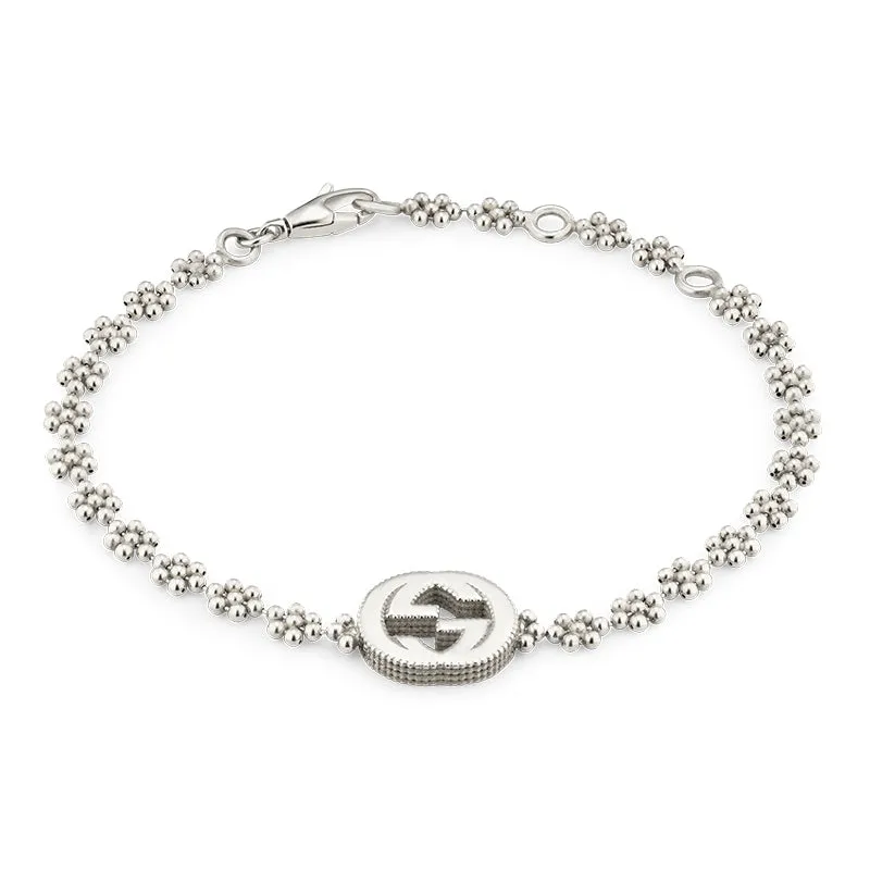 Gucci Interlocking Motif Sterling Silver Bracelet