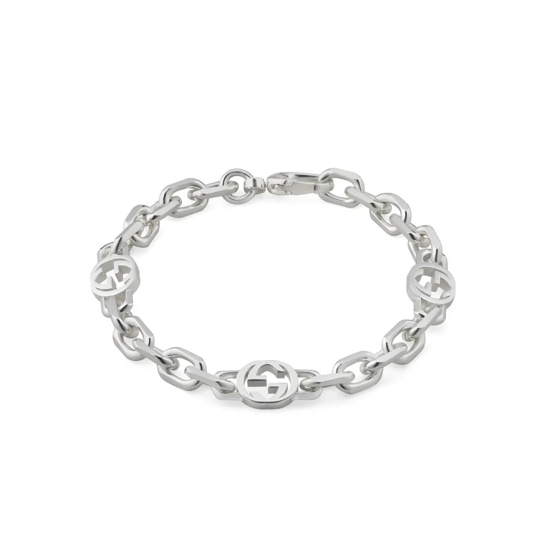 Gucci Interlocking Motif Sterling Silver Bracelet
