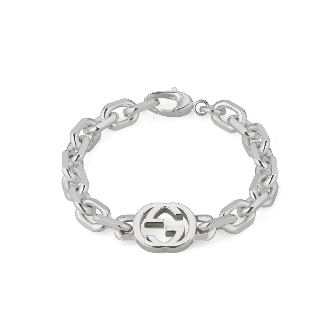 Gucci Interlocking Motif Sterling Silver Bracelet