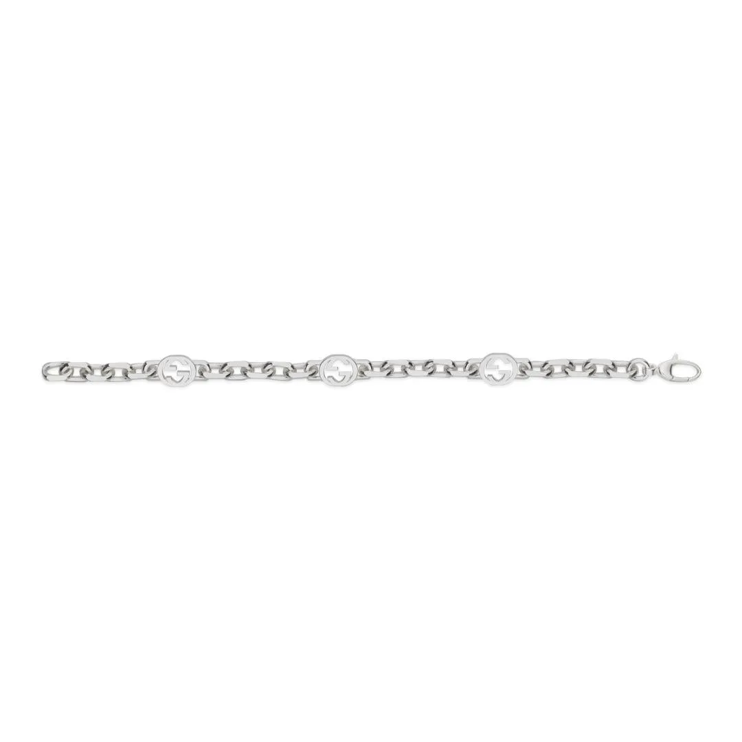 Gucci Interlocking Motif Sterling Silver Bracelet