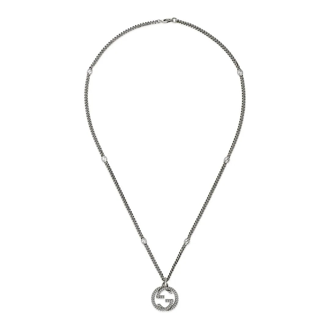 Gucci Interlocking Motif Sterling Silver Necklace D