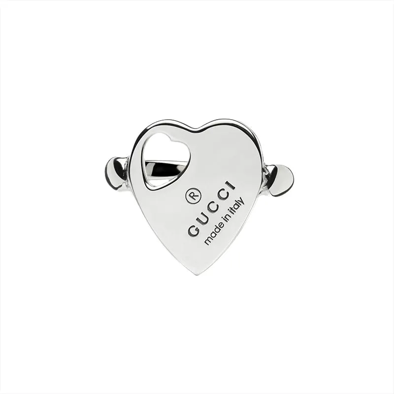 Gucci Trademark Sterling Silver Heart Ring