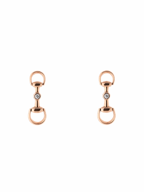 Gucci Horsebit 18ct Rose Gold 0.05ct Diamond Drop Earrings