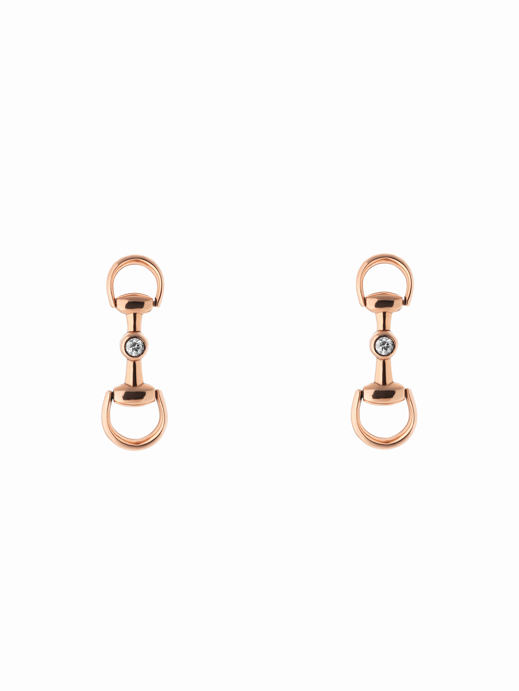 Gucci Horsebit 18ct Rose Gold 0.05ct Diamond Drop Earrings