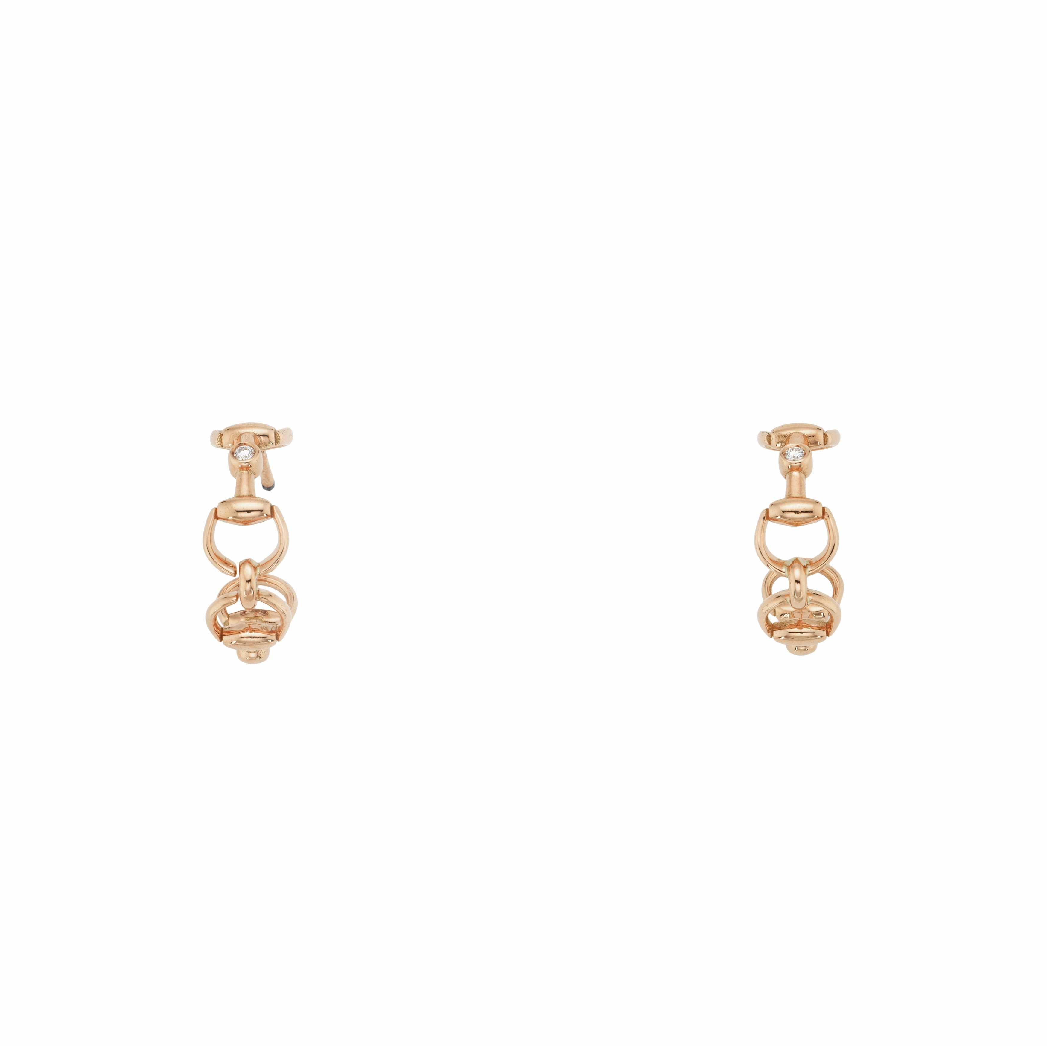 Gucci Horsebit 18ct Rose Gold and Diamond Hoop Earrings