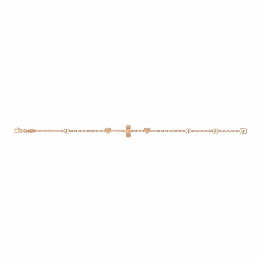 Gucci Icon 18ct Rose Gold Open Heart Chain Bracelet