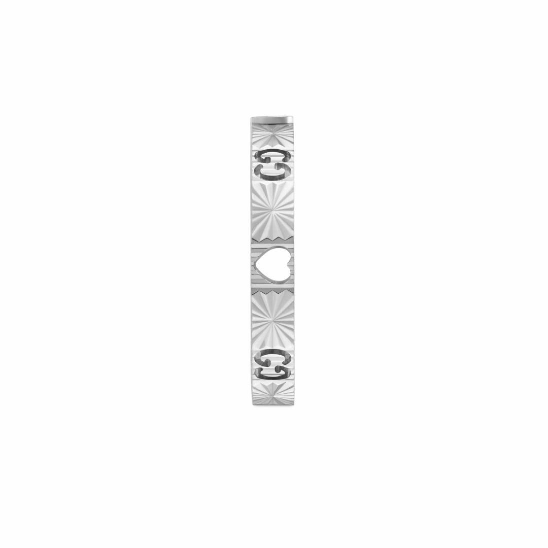 Gucci Icon 18ct White Gold Diamond Heart Band Ring D