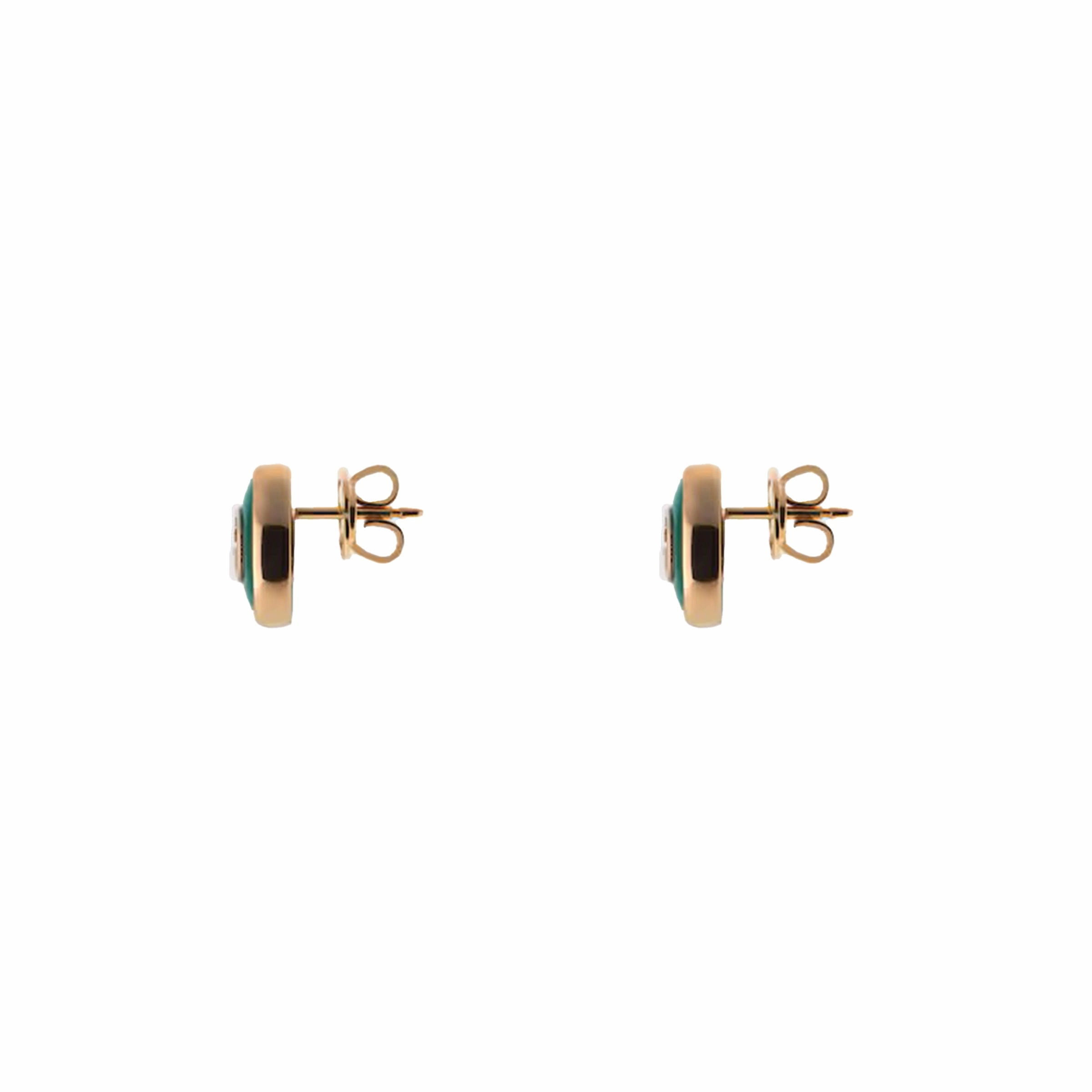 Gucci Interlocking 18ct Rose Gold Green Agate Stud Earrings