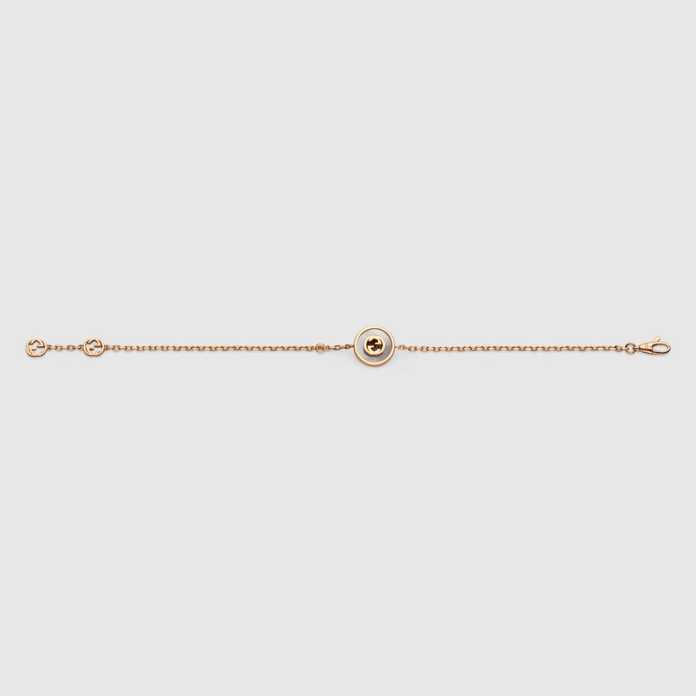 Gucci Interlocking 18ct Rose Gold Mother Of Pearl Bracelet