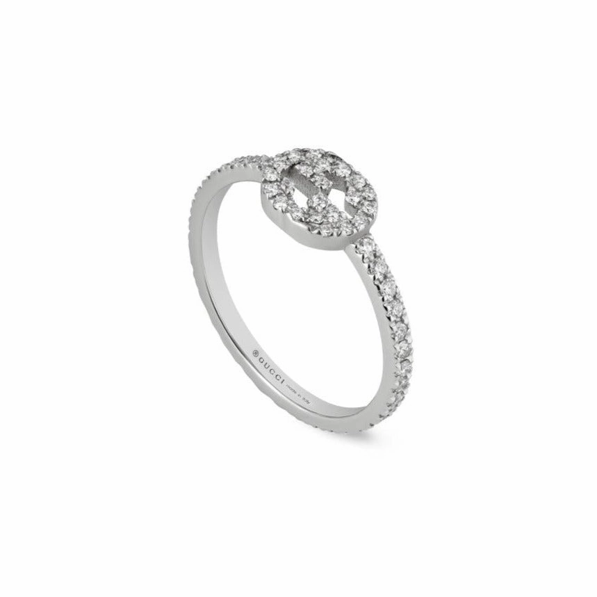 Gucci Interlocking 18ct White Gold Diamond Ring D