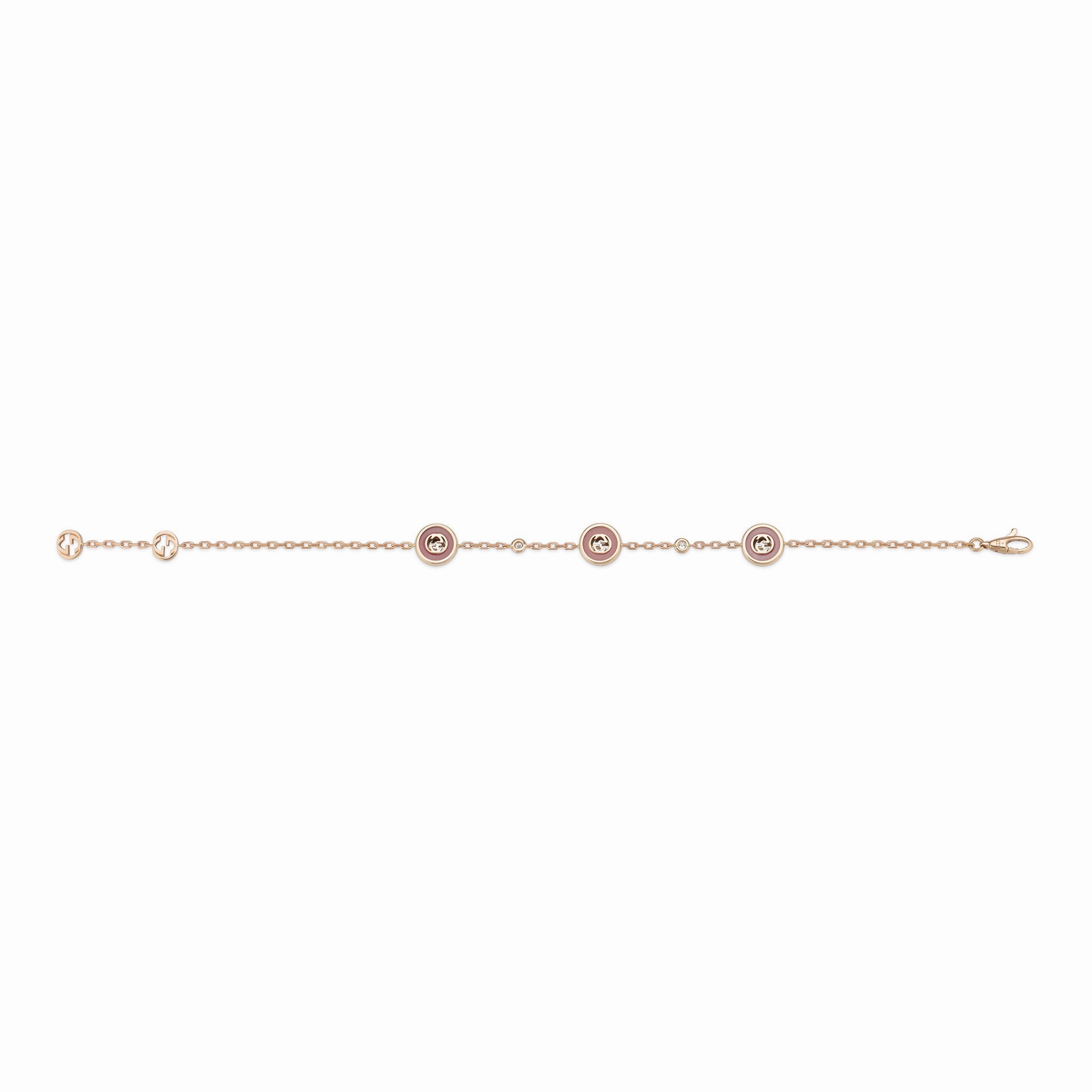 Gucci Interlocking G 18ct Rose Gold Diamond & Pink Opal Bracelet