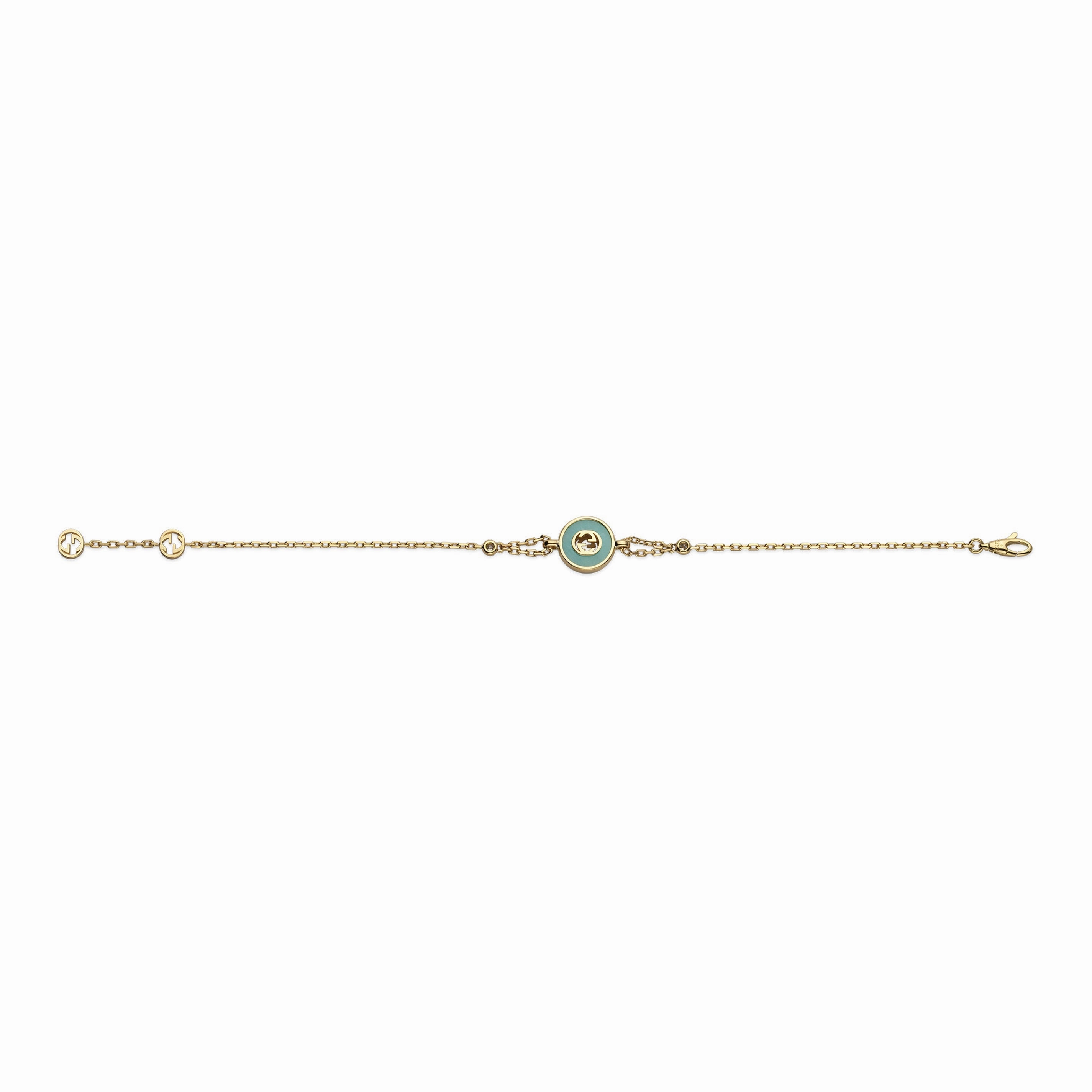 Gucci Interlocking G 18ct Yellow Gold Amazonite & Diamond Bracelet