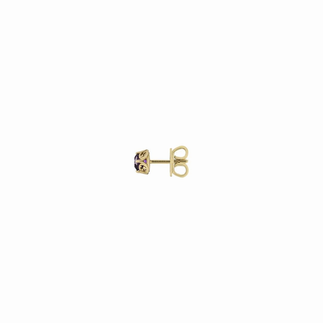 Gucci Interlocking G 18ct Yellow Gold Amethyst Stud Earrings D