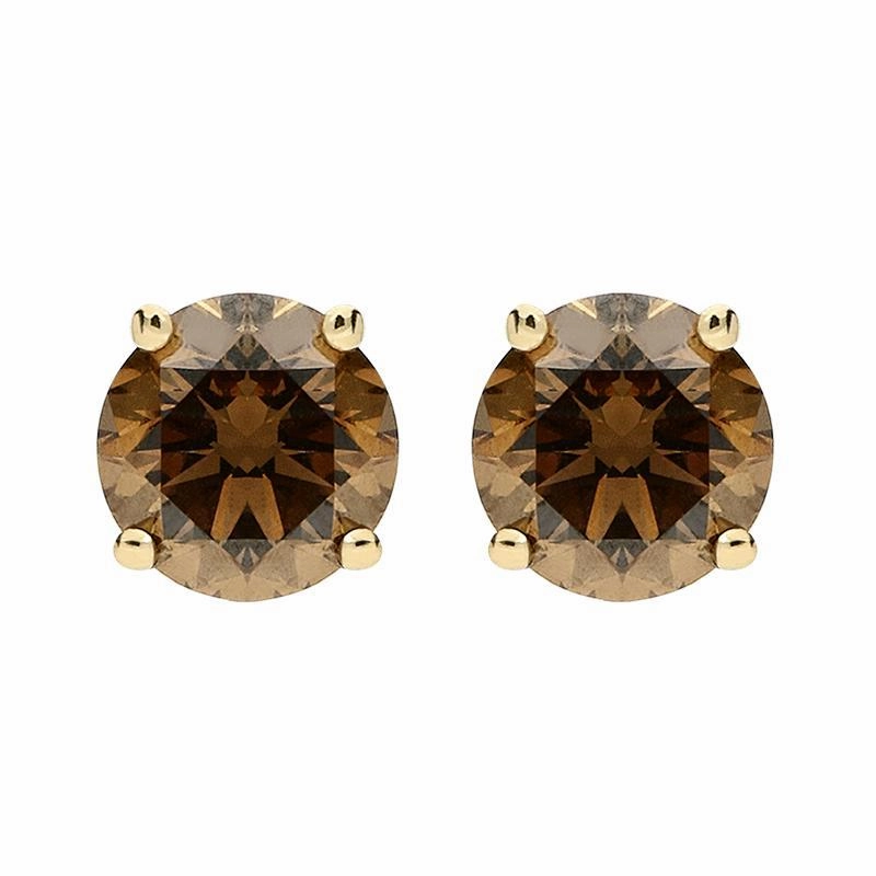 Hans D. Krieger 18ct Rose Gold 0.80ct Brown Diamond Stud Earrings D