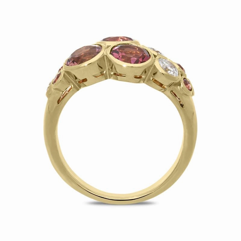 Hans D. Krieger 18ct Rose Gold Pink Tourmaline Diamond Bubble Ring